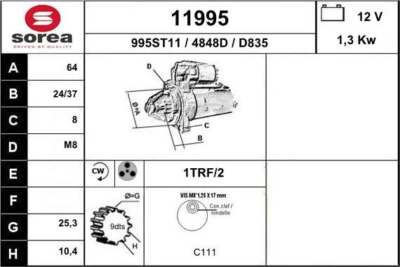 EAI 11995 - Стартер vvparts.bg