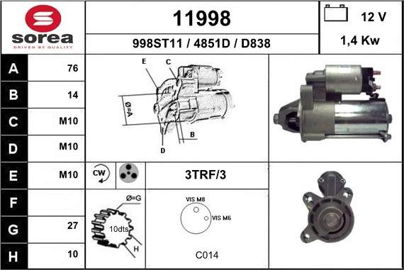 EAI 11998 - Стартер vvparts.bg