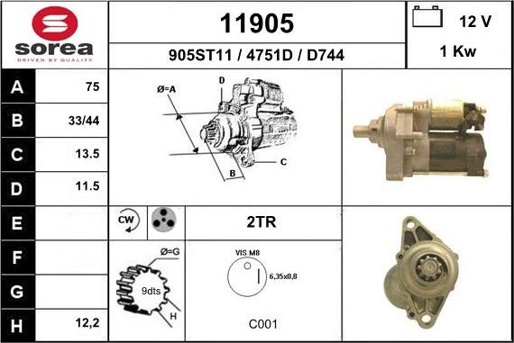 EAI 11905 - Стартер vvparts.bg