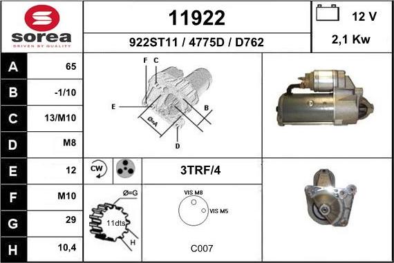 EAI 11922 - Стартер vvparts.bg