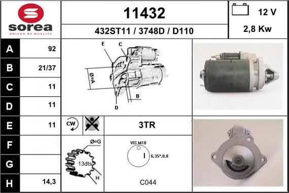 EAI 11432 - Стартер vvparts.bg