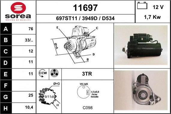 EAI 11697 - Стартер vvparts.bg