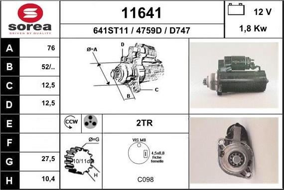 EAI 11641 - Стартер vvparts.bg