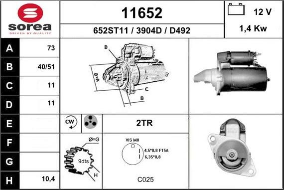 EAI 11652 - Стартер vvparts.bg