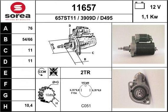 EAI 11657 - Стартер vvparts.bg