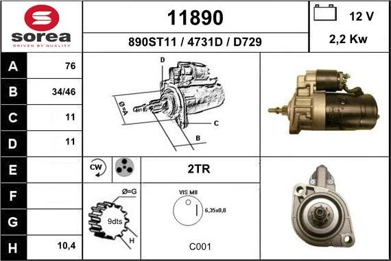 EAI 11890 - Стартер vvparts.bg