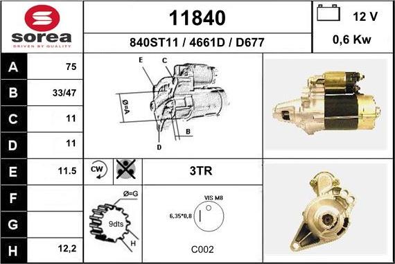 EAI 11840 - Стартер vvparts.bg