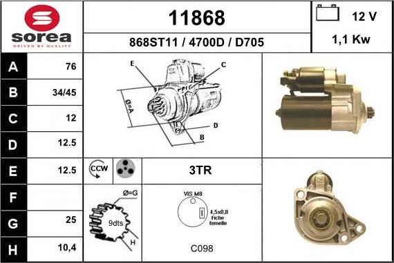 EAI 11868 - Стартер vvparts.bg