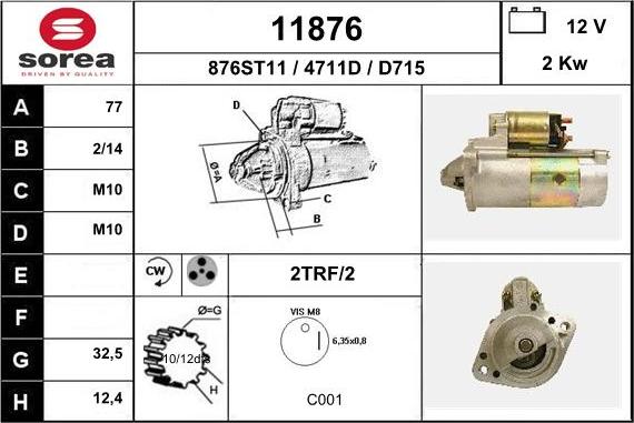 EAI 11876 - Стартер vvparts.bg