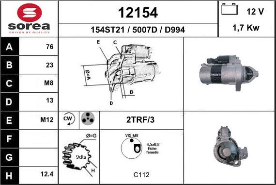 EAI 12154 - Стартер vvparts.bg