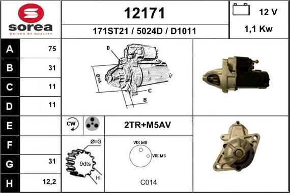 EAI 12171 - Стартер vvparts.bg