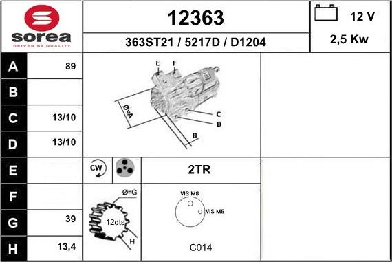 EAI 12363 - Стартер vvparts.bg