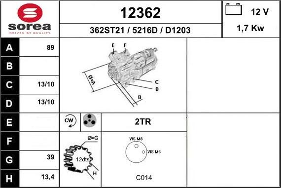 EAI 12362 - Стартер vvparts.bg