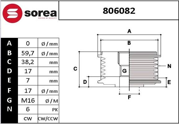 EAI 806082 - Ремъчна шайба, генератор vvparts.bg