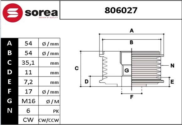 EAI 806027 - Ремъчна шайба, генератор vvparts.bg