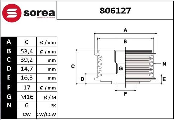 EAI 806127 - Ремъчна шайба, генератор vvparts.bg