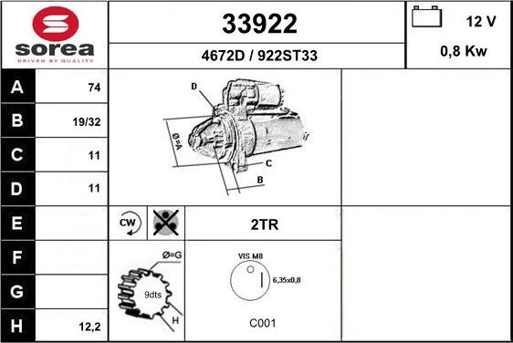 EAI 33922 - Стартер vvparts.bg