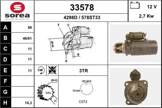 EAI 33578 - Стартер vvparts.bg