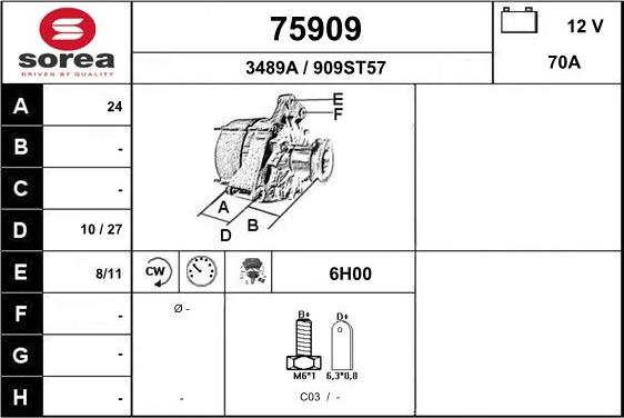 EAI 75909 - Генератор vvparts.bg