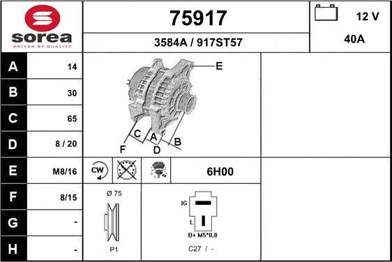 EAI 75917 - Генератор vvparts.bg