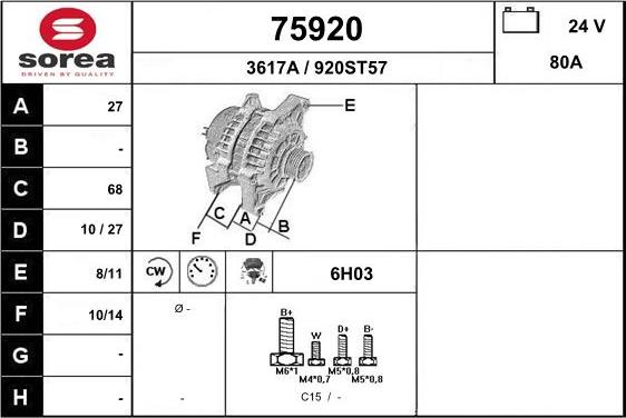 EAI 75920 - Генератор vvparts.bg