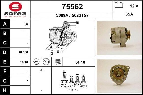 EAI 75562 - Генератор vvparts.bg