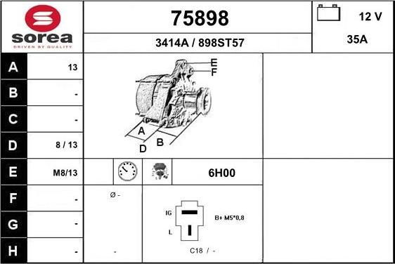 EAI 75898 - Генератор vvparts.bg