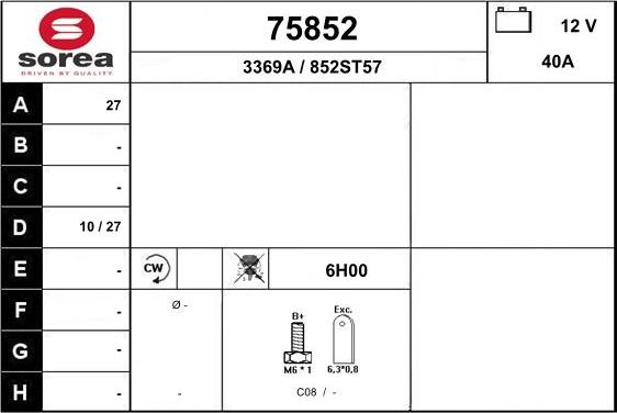 EAI 75852 - Генератор vvparts.bg