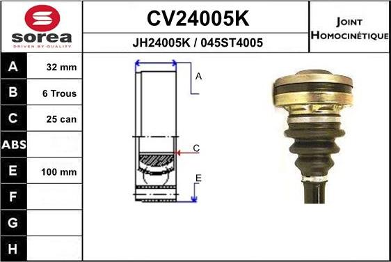 EAI CV24005K - Каре комплект, полуоска vvparts.bg