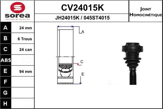 EAI CV24015K - Каре комплект, полуоска vvparts.bg