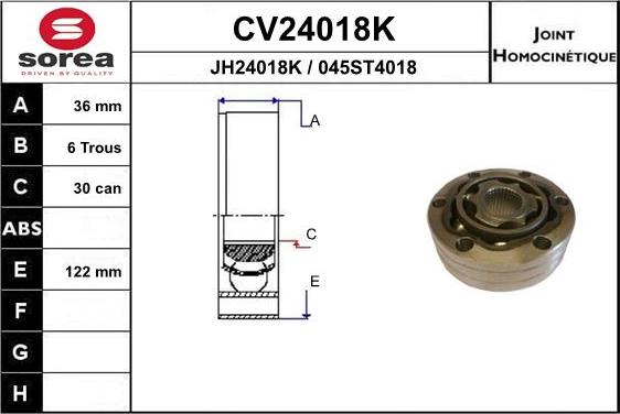 EAI CV24018K - Каре комплект, полуоска vvparts.bg