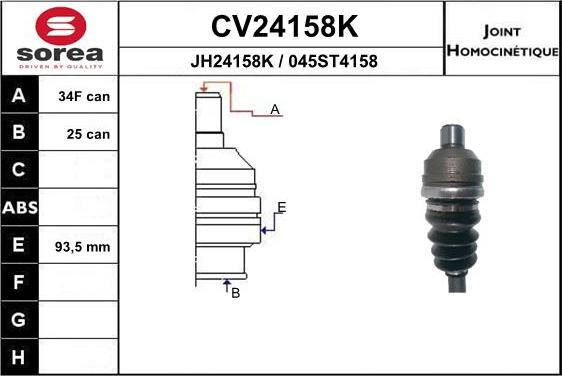 EAI CV24158K - Каре комплект, полуоска vvparts.bg