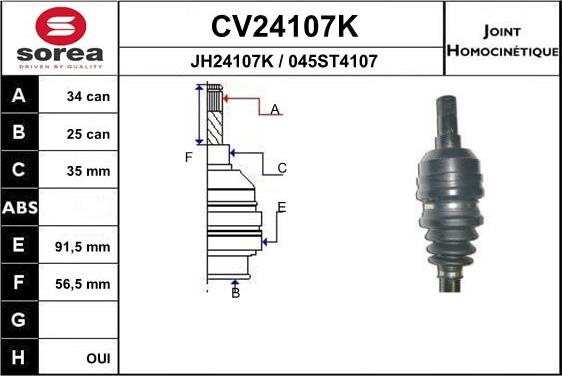 EAI CV24107K - Каре комплект, полуоска vvparts.bg