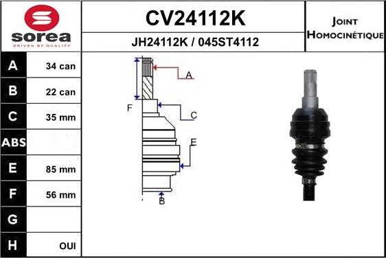 EAI CV24112K - Каре комплект, полуоска vvparts.bg