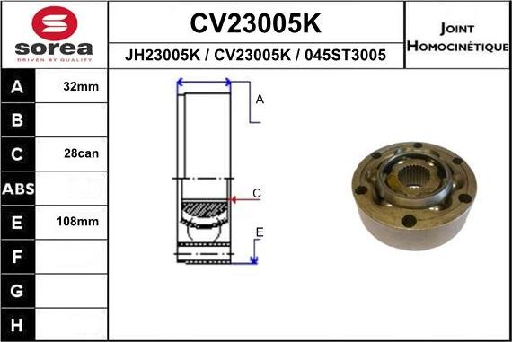 EAI CV23005K - Каре комплект, полуоска vvparts.bg