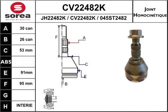 EAI CV22482K - Каре комплект, полуоска vvparts.bg