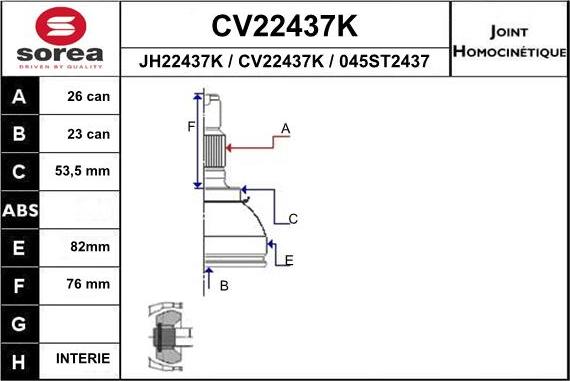 EAI CV22437K - Каре комплект, полуоска vvparts.bg