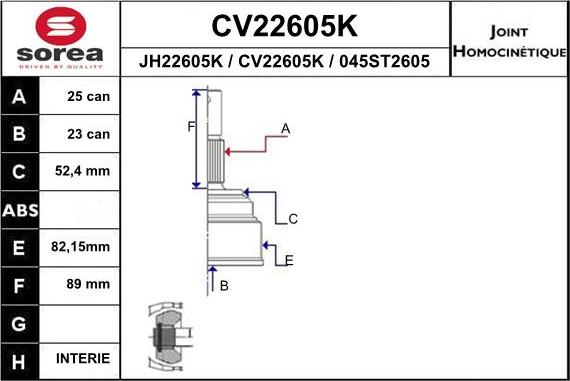 EAI CV22605K - Каре комплект, полуоска vvparts.bg