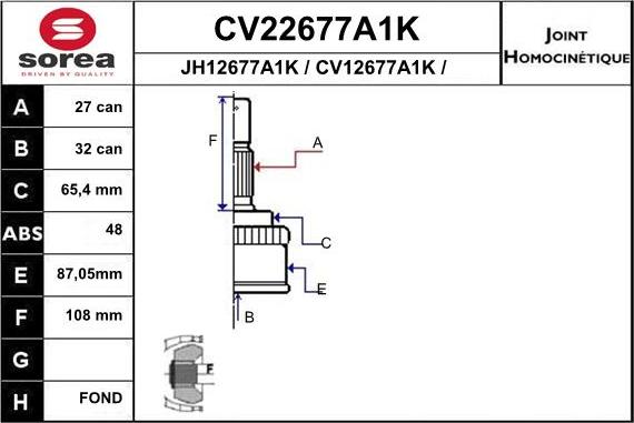 EAI CV22677A1K - Каре комплект, полуоска vvparts.bg