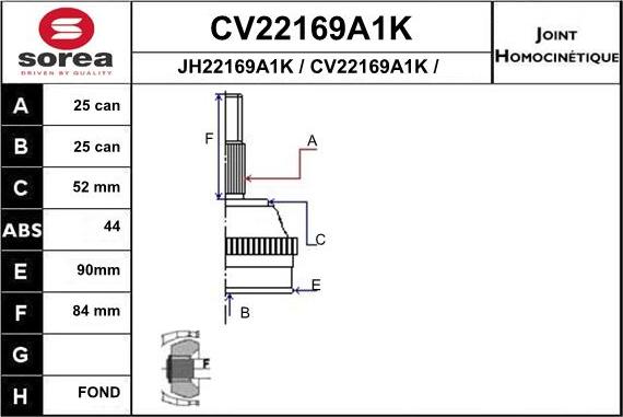 EAI CV22169A1K - Каре комплект, полуоска vvparts.bg