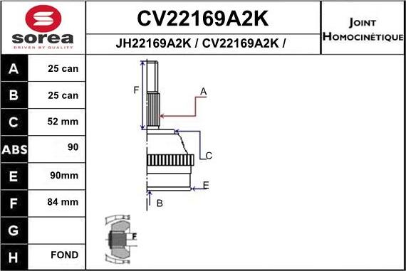 EAI CV22169A2K - Каре комплект, полуоска vvparts.bg