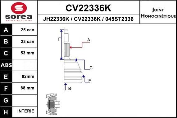 EAI CV22336K - Каре комплект, полуоска vvparts.bg