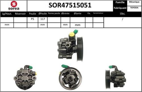 EAI SOR47515051 - Хидравлична помпа, кормилно управление vvparts.bg