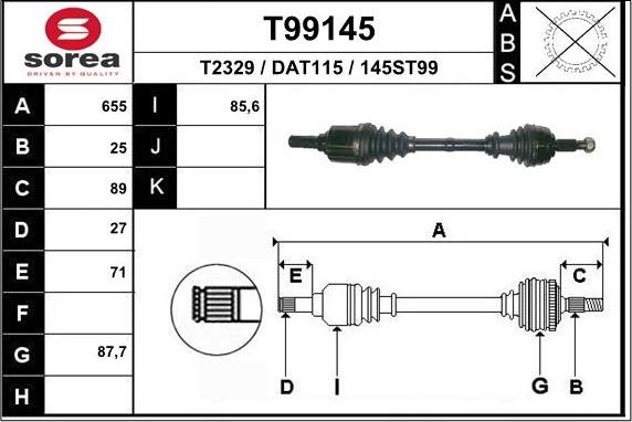 EAI T99145 - Полуоска vvparts.bg