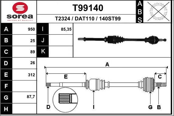 EAI T99140 - Полуоска vvparts.bg