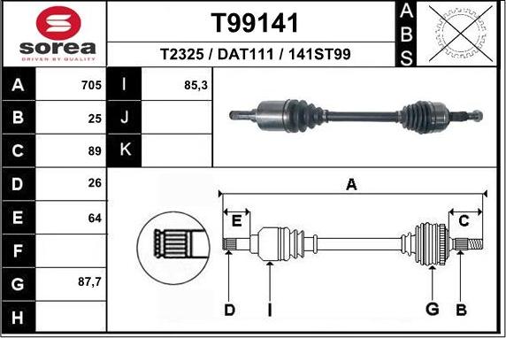 EAI T99141 - Полуоска vvparts.bg