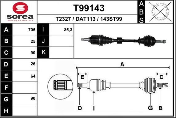 EAI T99143 - Полуоска vvparts.bg