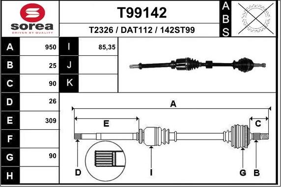 EAI T99142 - Полуоска vvparts.bg