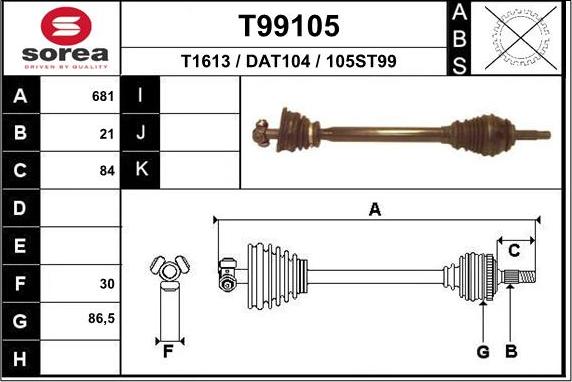 EAI T99105 - Полуоска vvparts.bg