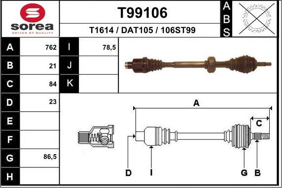 EAI T99106 - Полуоска vvparts.bg